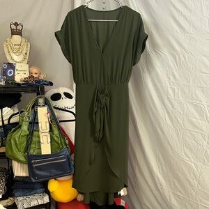 Cupshe Deep Green Midi Wrap Dress